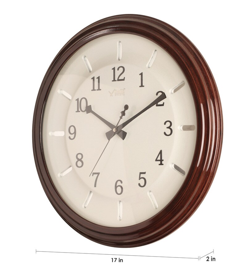 Buy Sage Quartz Brown Wooden and Glass 17 Inch Wall Clock Online