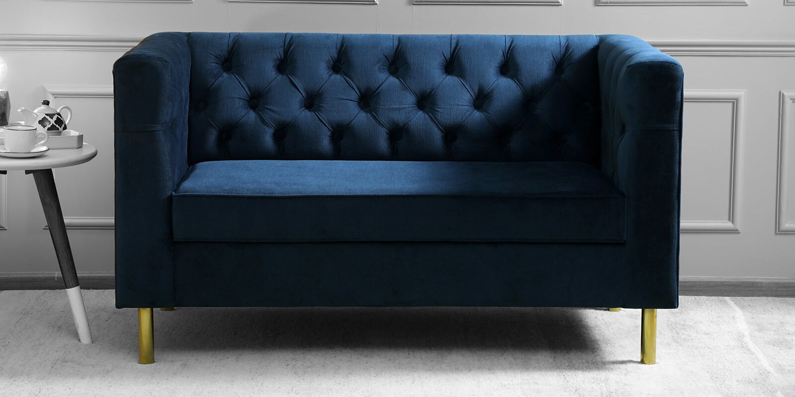 VELVET SOFA 2 SEATER BRILLIANT BLUE ソファ/ソファベッド シングル