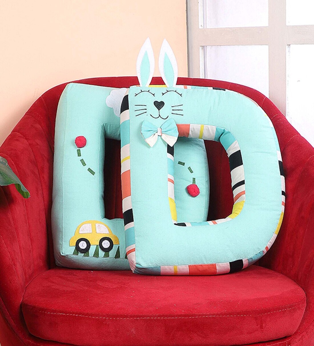 Buy Set Of 2 D Alphabet Shape Cushion With Filler By My Gift Booth at