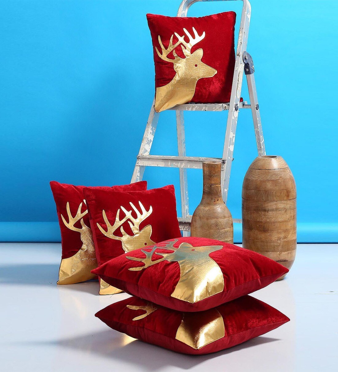 Buy Velvet Traditional Pattern 16x16 Inch Cushion Covers (Set Of 5) by