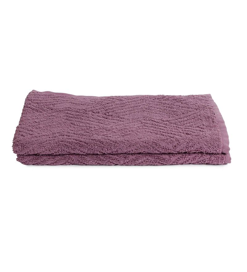 Buy Set of 2 Purple Cotton 450 GSM Hand Towels by Softweave Online
