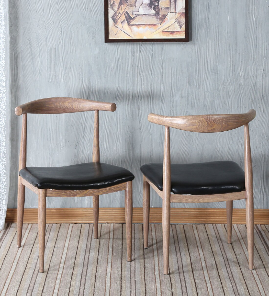 Buy Sherman Metal Chair (Set of 2) in Wooden Finish Online