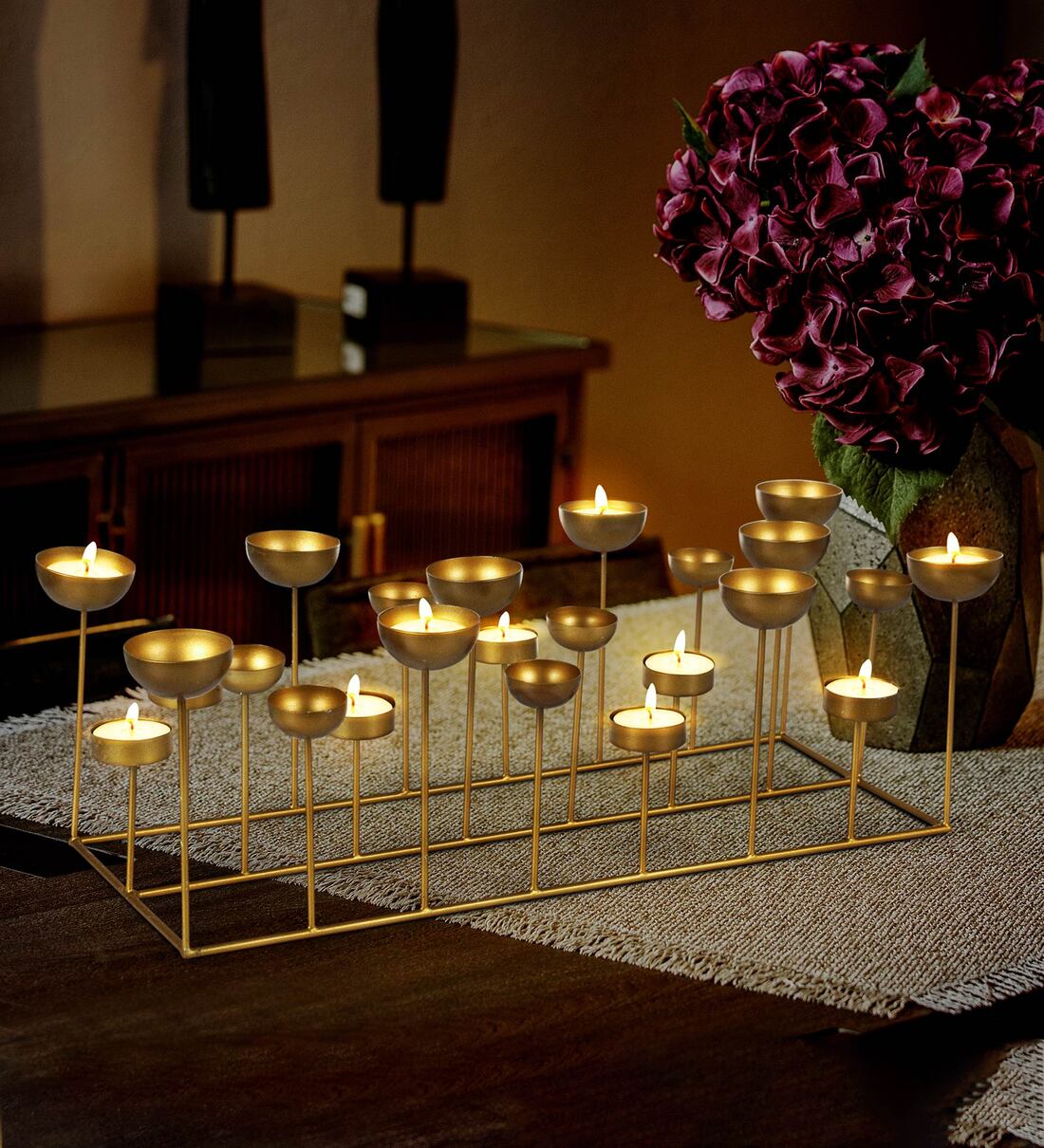 Buy Shimmer Gold Iron Table Tea Light Holder at 23 OFF by House of