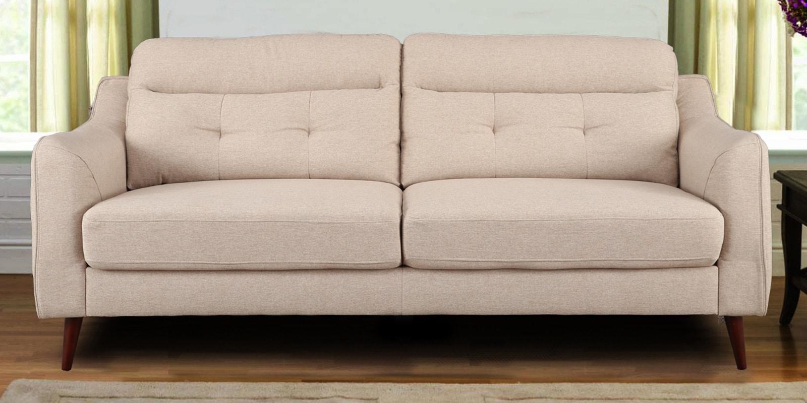 Buy Sheldon Fabric 3 Seater Sofa in Beige Colour By HomeTown Online
