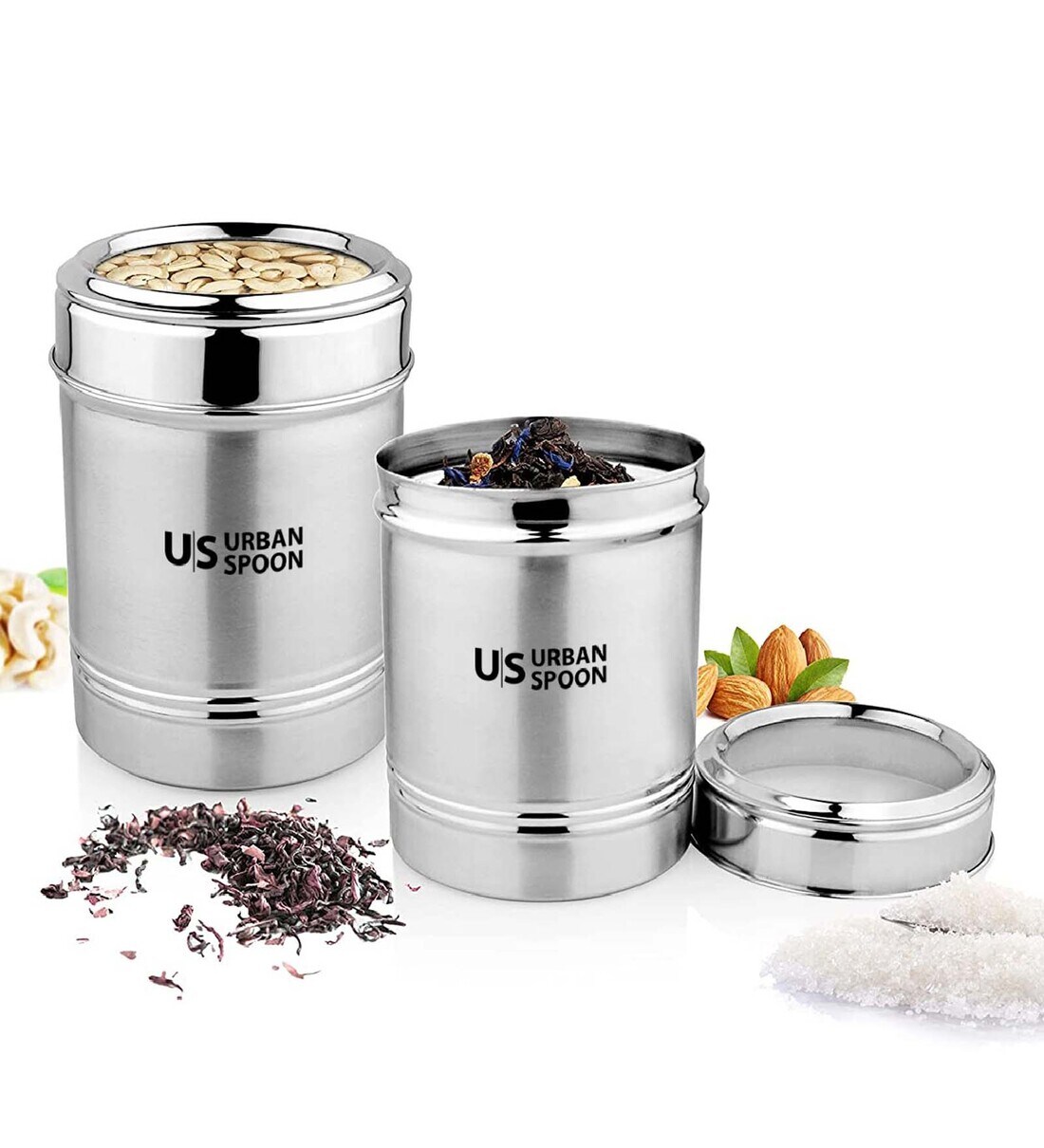Buy Silver Stainless Steel (Set of 2) Storage Container at 55 OFF by
