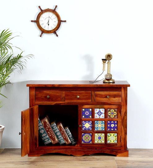 Buy Siramika Solid Wood Cabinet In Honey Oak Finish By Mudramark