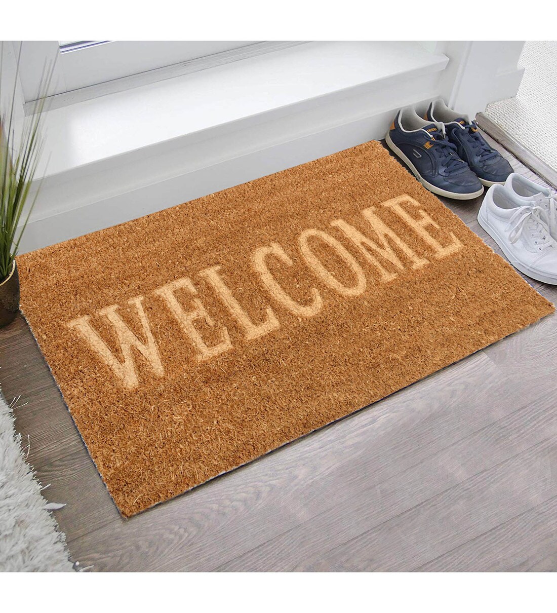 Buy Brown Coir Slogan Pattern 24x16 Inch Stain Resistant Door Mat at 43 ...