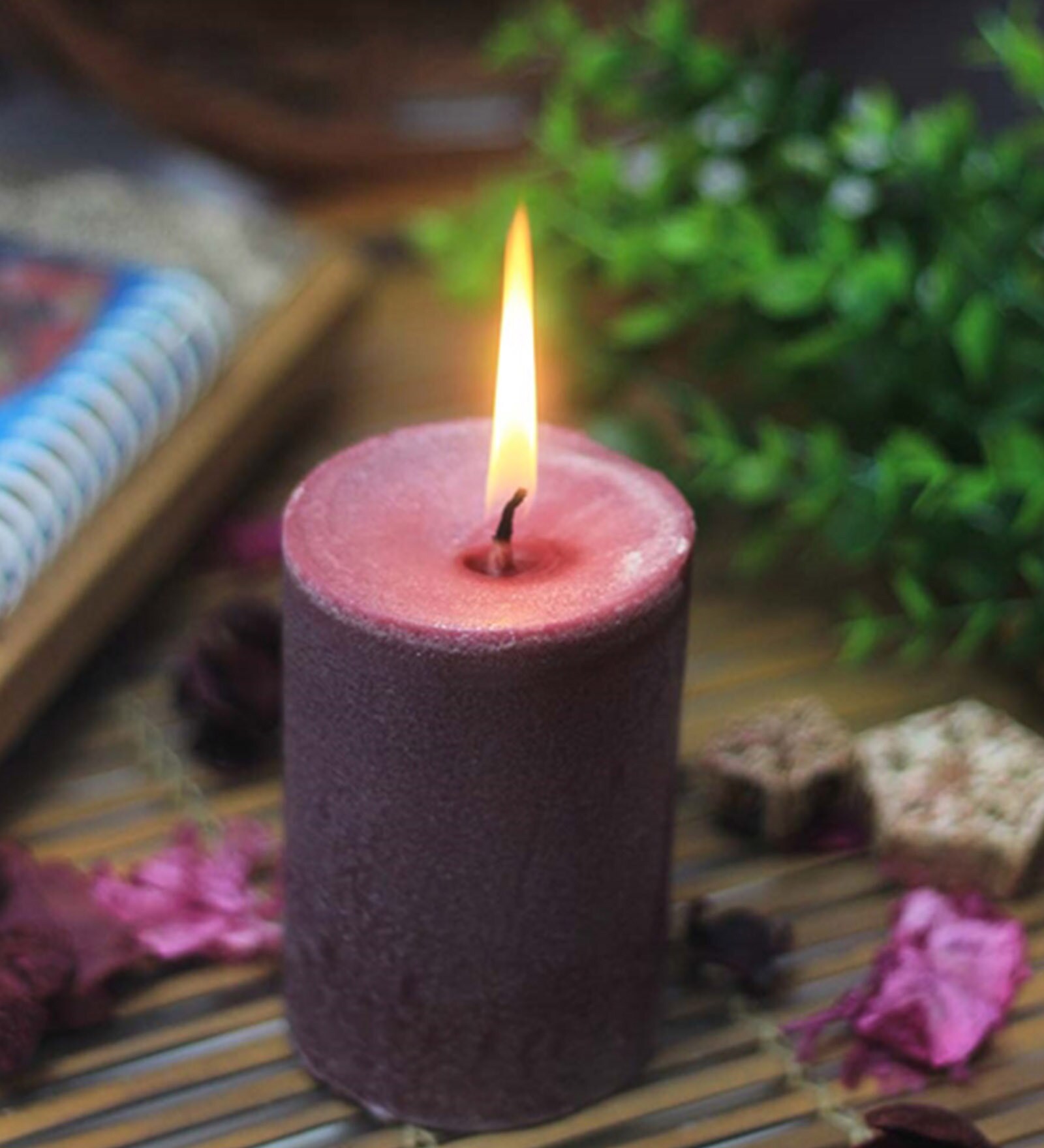 Buy Small Pillar Lavender Candle by Soulflower Online Scented Candles