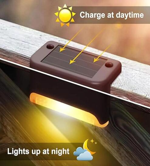 Solar Panel Outdoor Lights for Outdoor Decks with Ip65 Protection Wide Angle Lighting Pack of 2 - Plastic