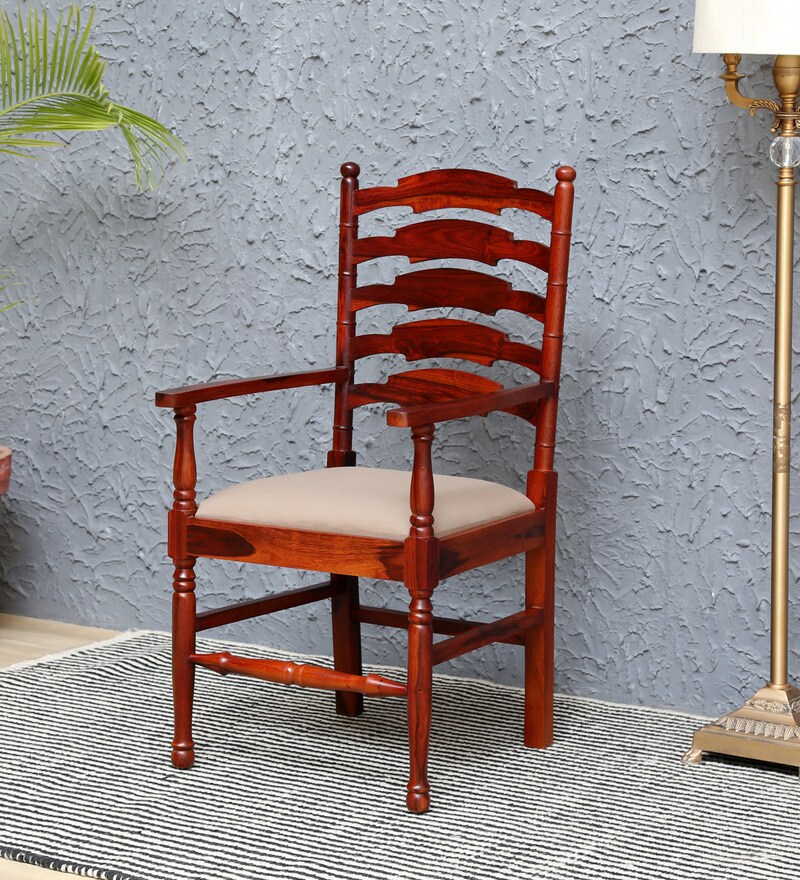 Buy Zenith Solid Wood Arm Chair in Honey Oak Finish by Amberville