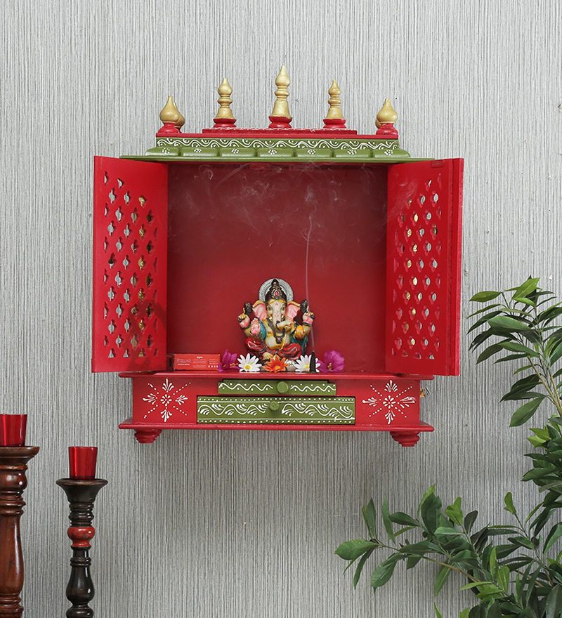Buy Small Hand Made Pooja Mandirin Multicolour By Shrinath Online