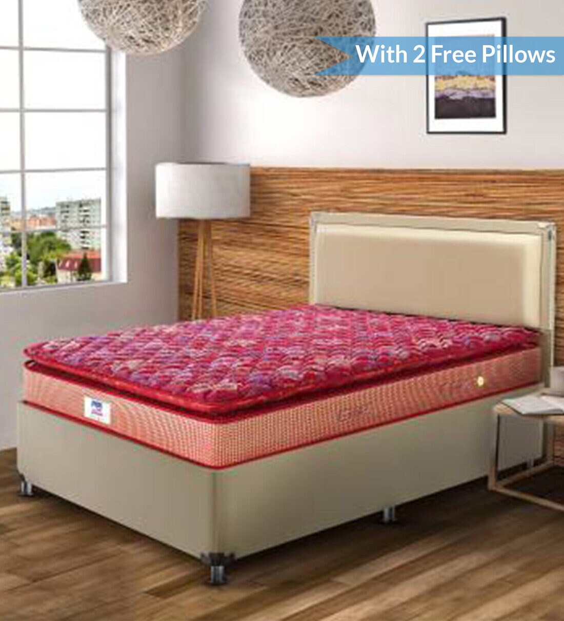Buy Spring Koil Reversible 6 inch Spring King Size Mattress in Maroon Colour (With 2 Free