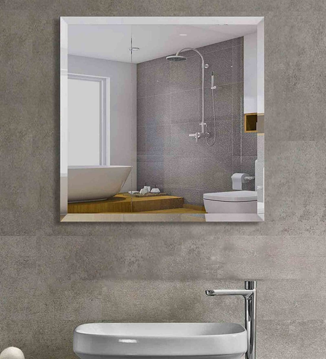Buy Square Bevelled Mirror Frameless (18X18Inch) at 56 OFF by Flair