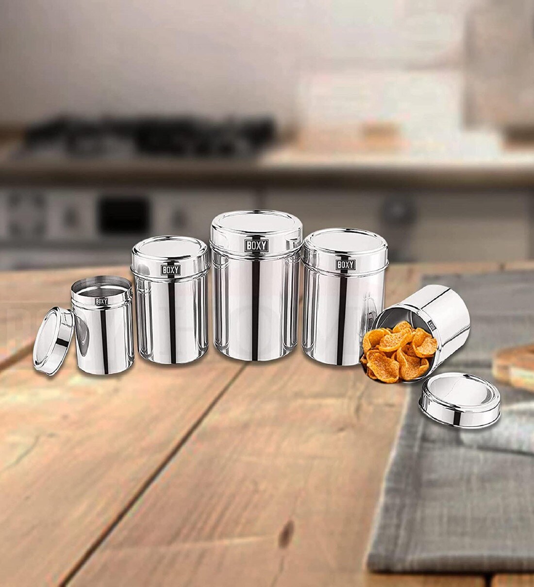 Buy Premium Stainless Steel Kitchen Container Set of 5 By Boxy Home at ...