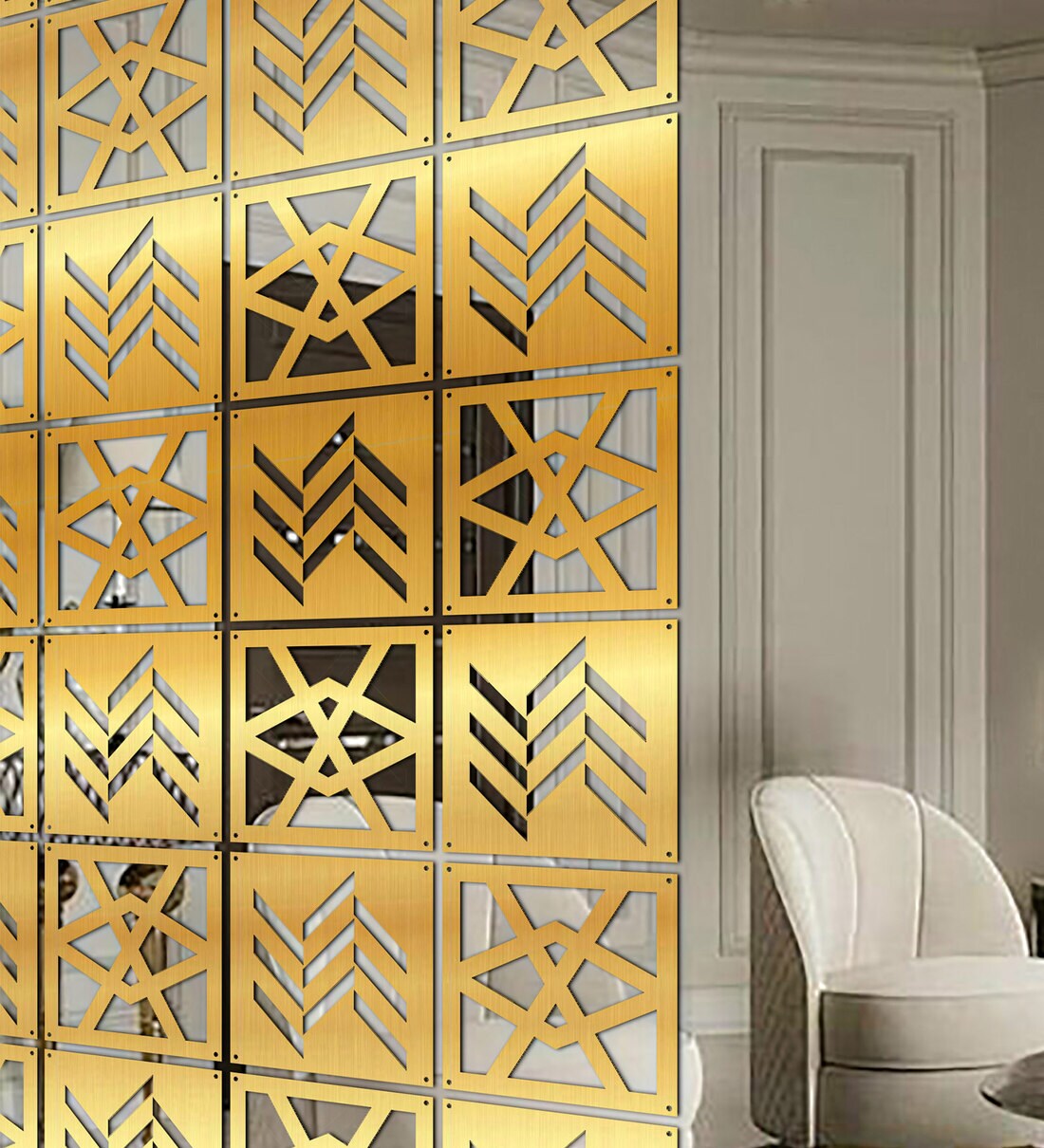 Buy Static Wenson (Set Of 10) Gold Colour Acrylic Hanging Room Divider at 40 OFF by