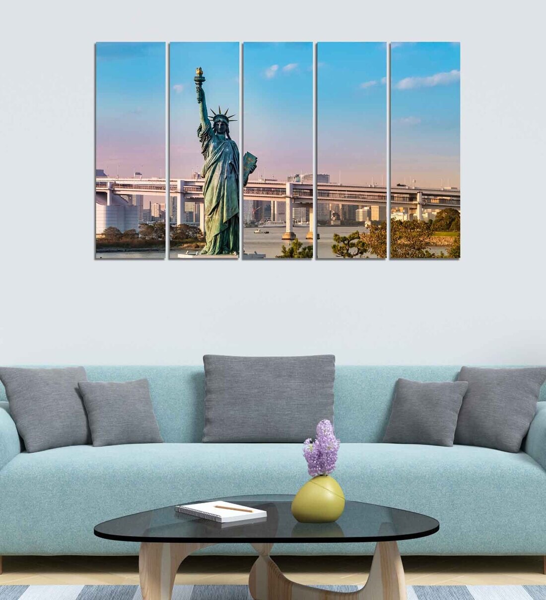 Buy Statue of Liberty Wood Framed Velvet Laminated Art Print by Wens at