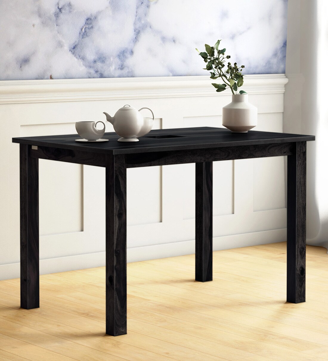 Buy Stigen Solid Wood Four Seater Dining Table in Warm Chestnut Finish ...