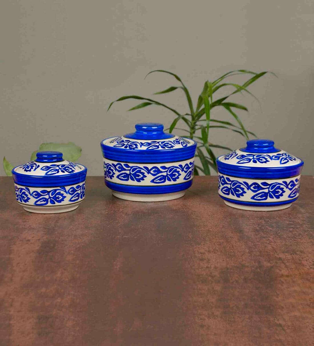 Buy Studio Pottery Handpainted Ceramic Serving Donga With Lid Casserole