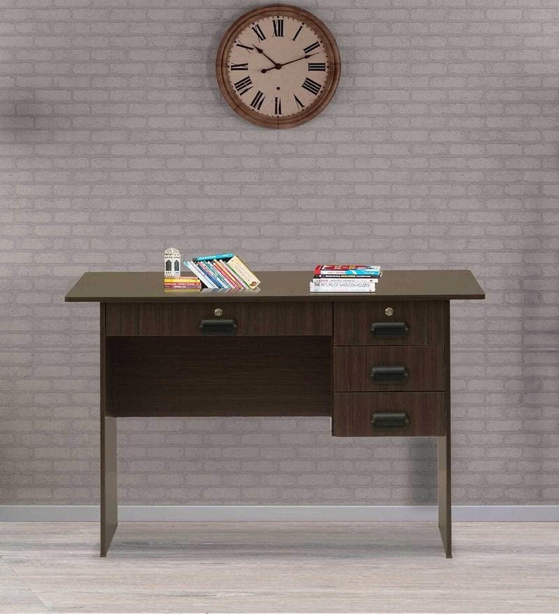 Buy Study Table with Drawers in Wenge Finish On Rent Online Study