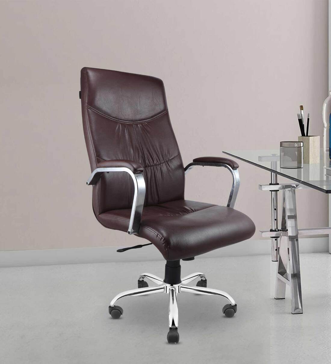 Buy Stylish Slim Leatherette Executive Chair In Brown Colour at 2% OFF ...