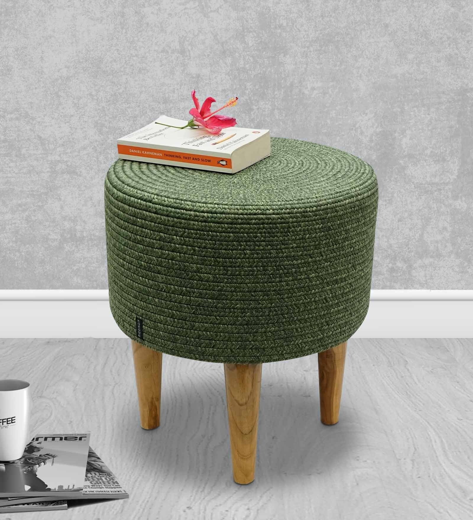Buy Olive Braided Seating Stool in Green Colour at 26 OFF by Kazage