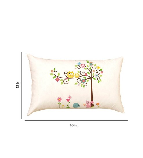 Buy Owls On Tree Multicolour Poly Silk Kids Pillow By Stybuzz Online