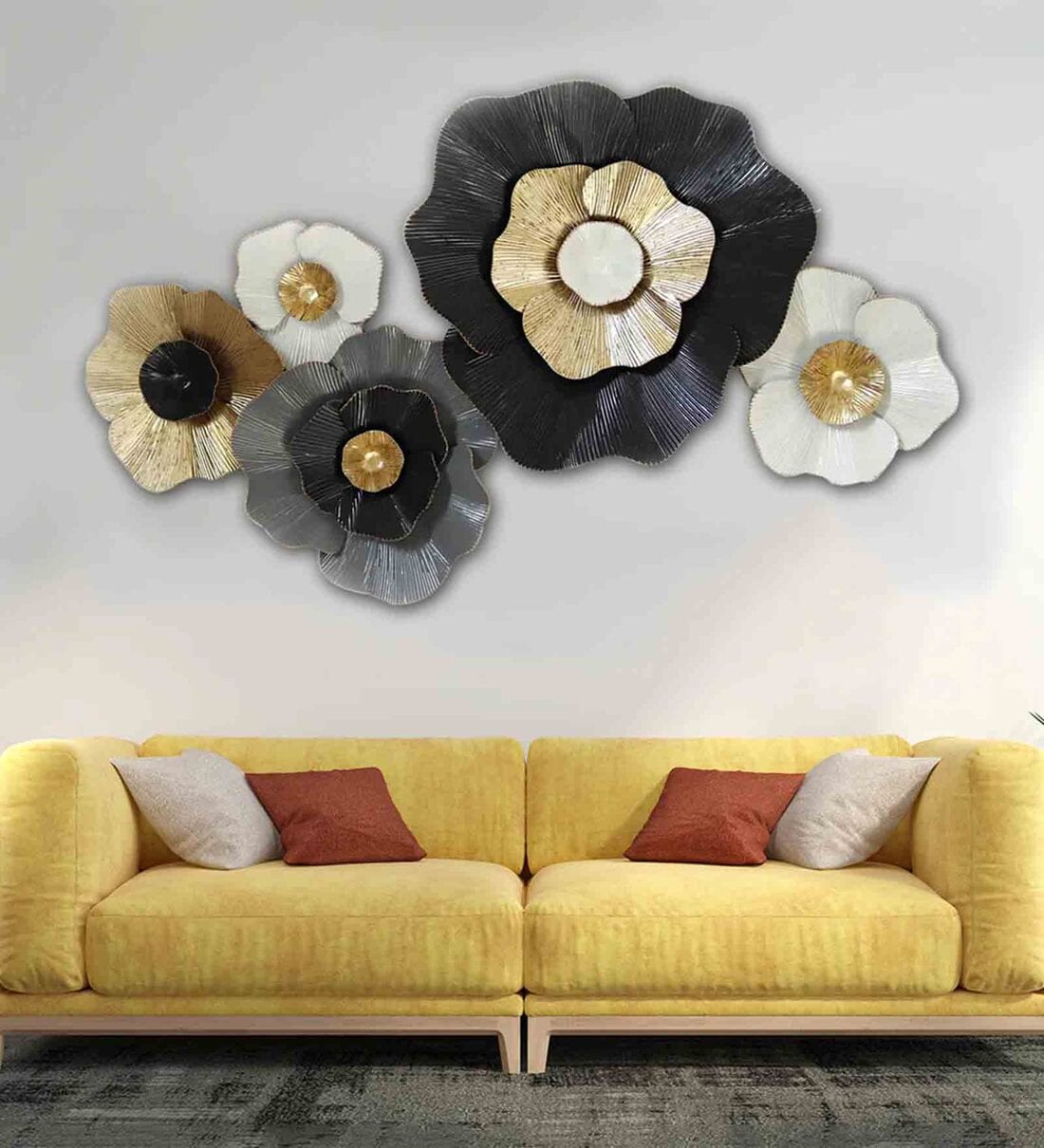 Buy Sunflower Story Floral Metal Wall Art in Multicolour by Dekor