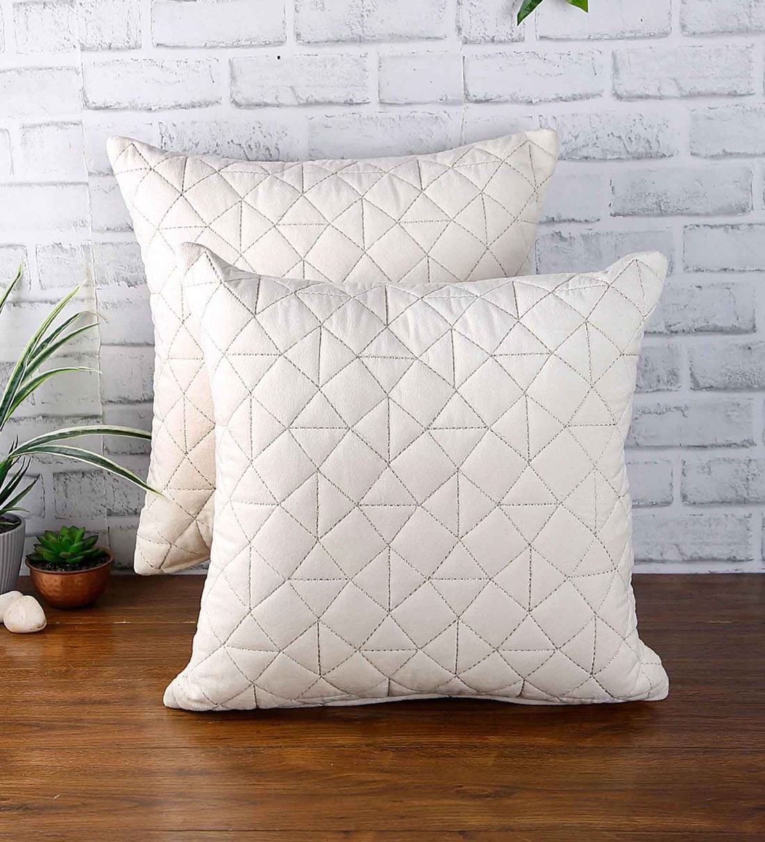 Buy Super Soft Velvet 18 x 18 Inch Cushion Covers (Set of 2) by Eyda Online Textured Cushion