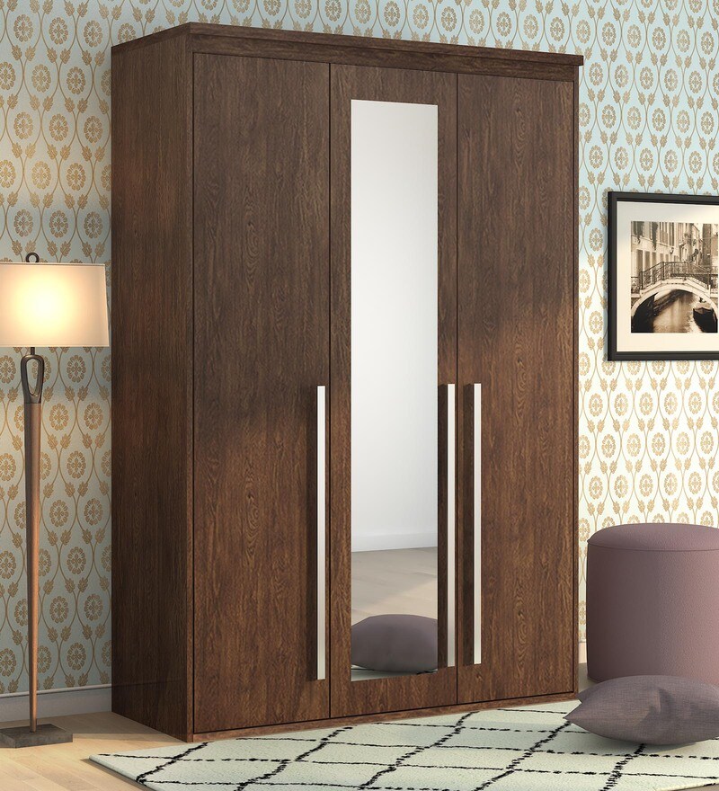 Buy Axis Three Door Wardrobe In Asian Maple Finish By Primorati