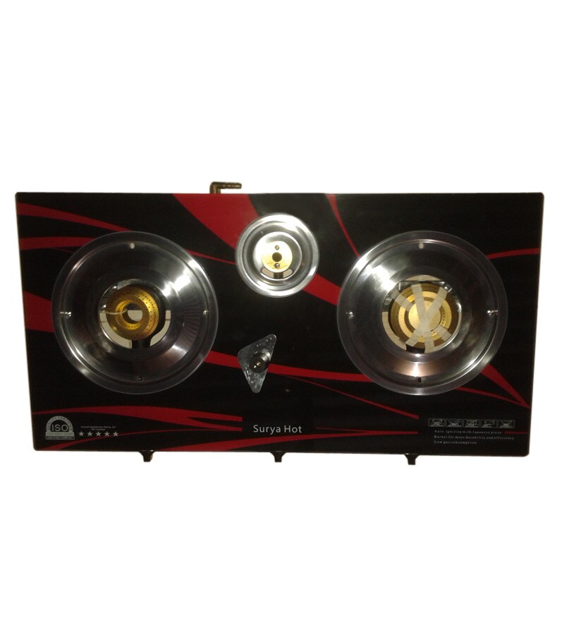 Surya Crystal Three Burner Auto Ignition Gas Oven with Japanese Piezo