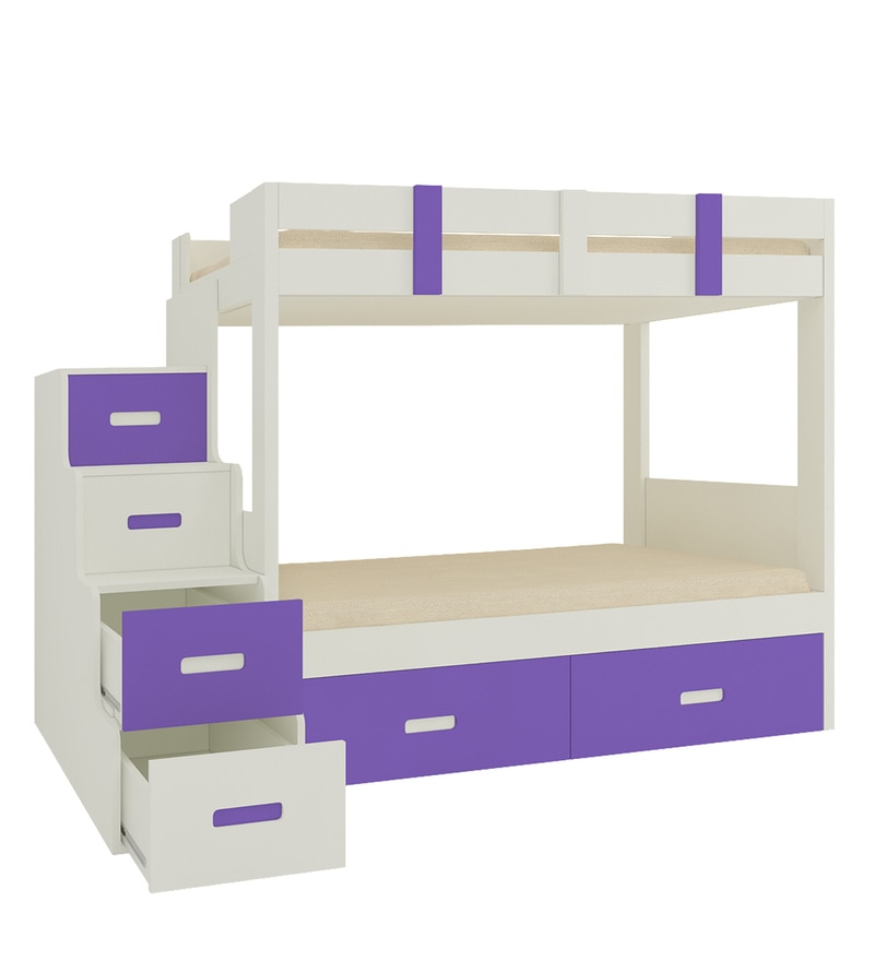 Buy Suvina Twin Bunk Bed With Storage Steps And Drawers In Purple