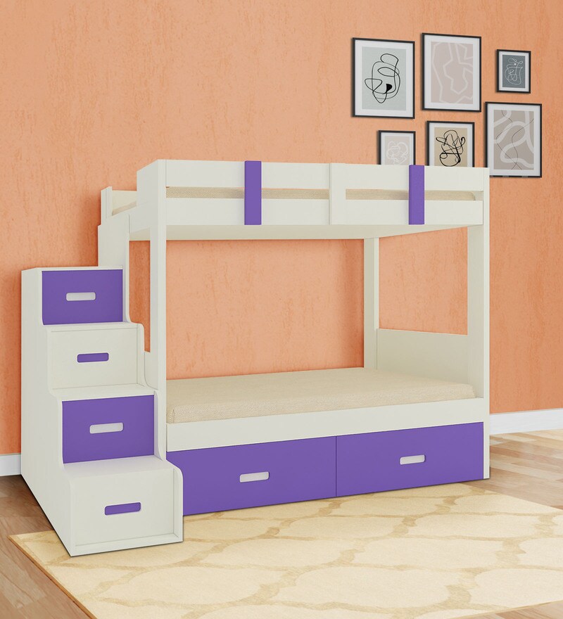 Buy Suvina Twin Bunk Bed With Storage Steps And Drawers In Purple