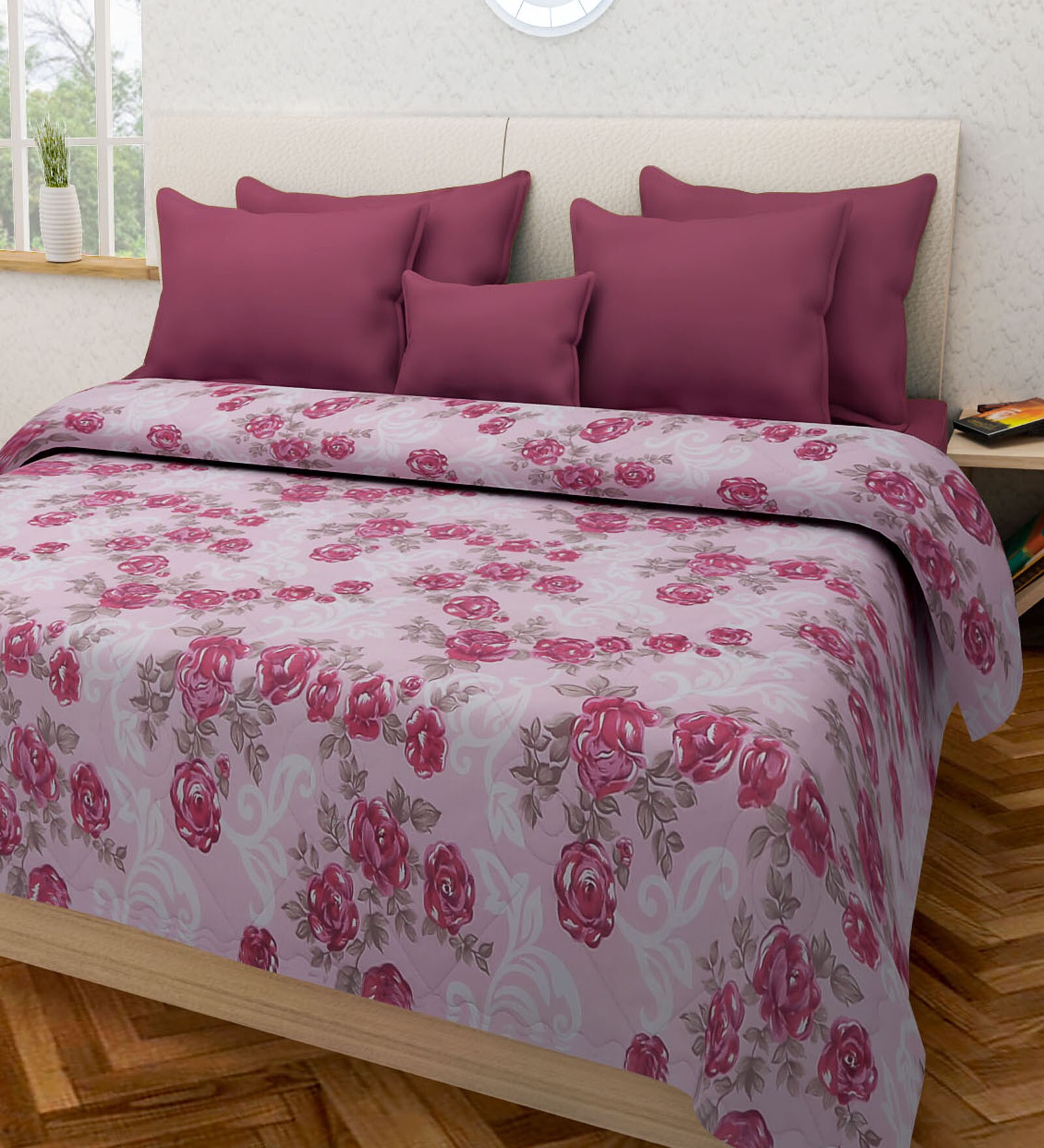 Buy Swastika Multicolour 100 Cotton Queen Size Bed Cover Online