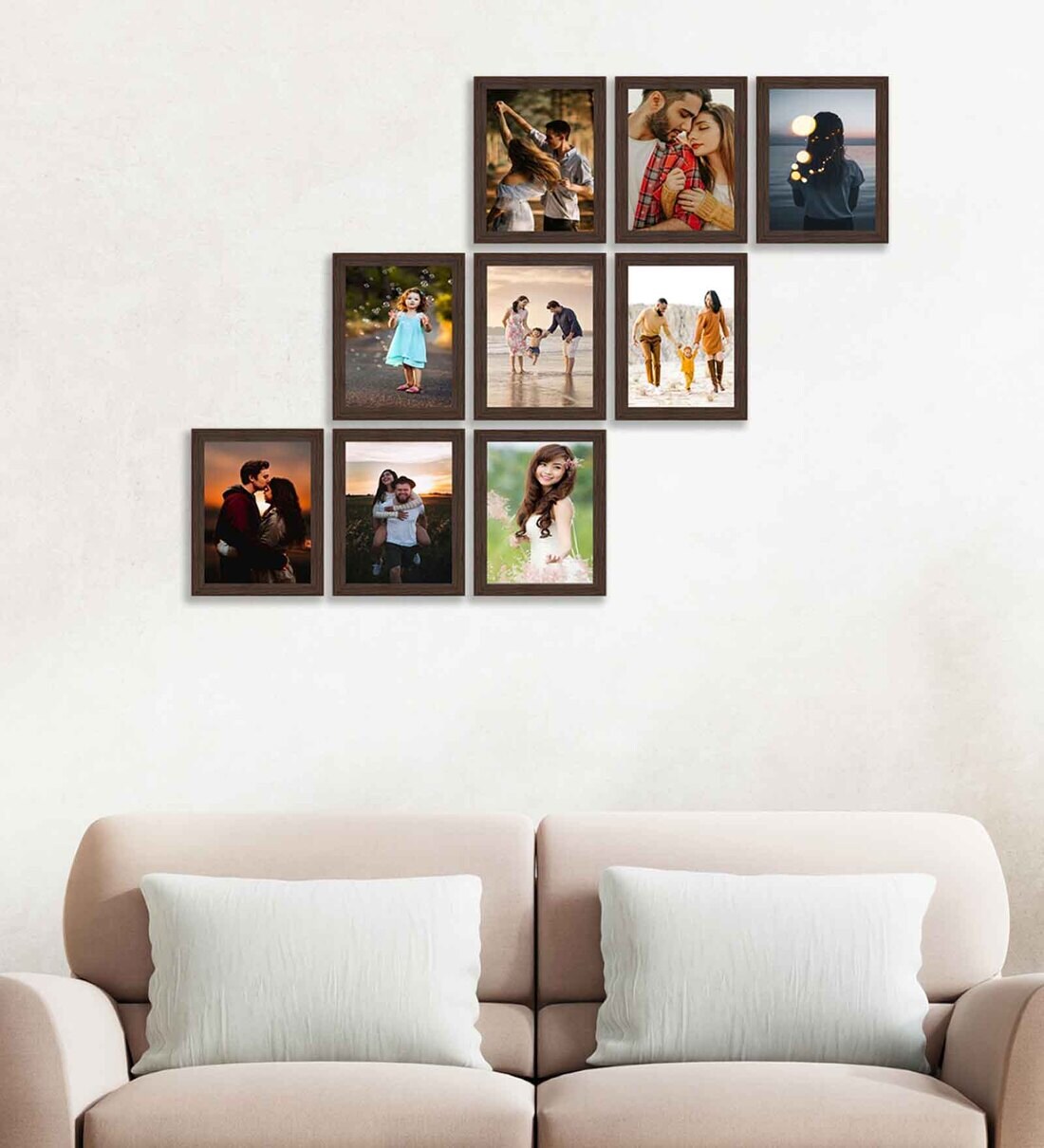 Buy Brown Synthetic Wood Jade Set Of 9 Collage Photo Frames Online