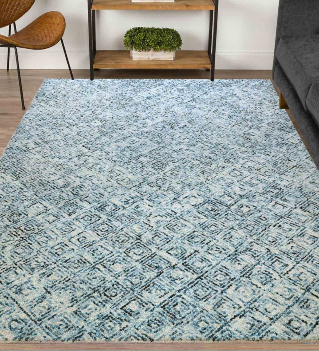 Buy Teal Wool Abstract 6' x 4' Hand tufted Carpet By Kaleen India at 20 ...