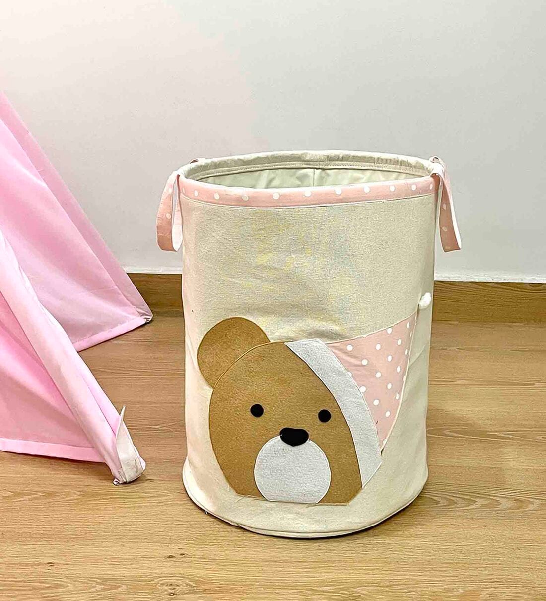 Buy Teddy White Canvas Foldable Laundry Basket by My Gift Booth at 50