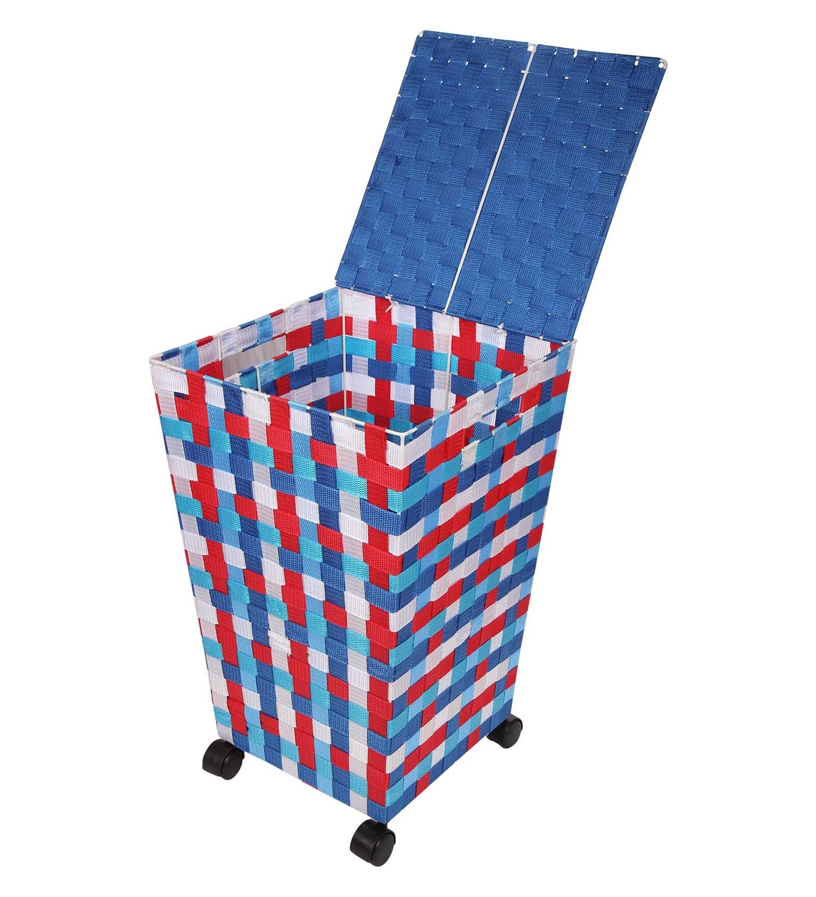 Buy The Quirk Box Premium Quality Cloth Red & Blue Laundry Basket with