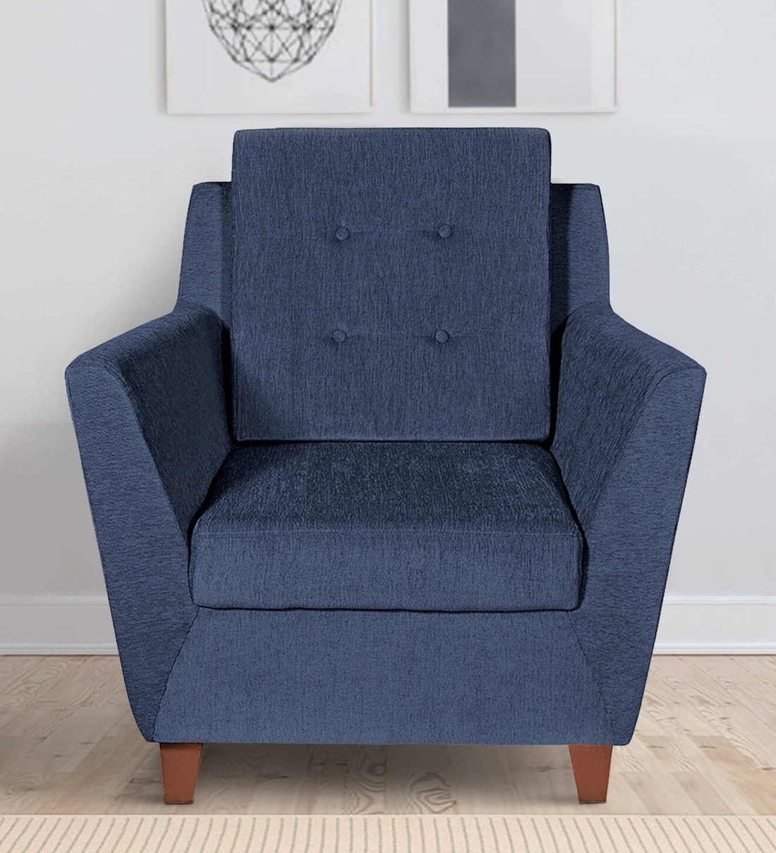 Buy Tivoli Fabric 1 Seater Sofa In Navy Blue Colour at 24% OFF by ...