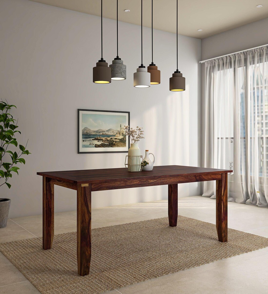 Buy Tourconing Sheesham Wood 8 Seater Dining Table In Rustic Teak