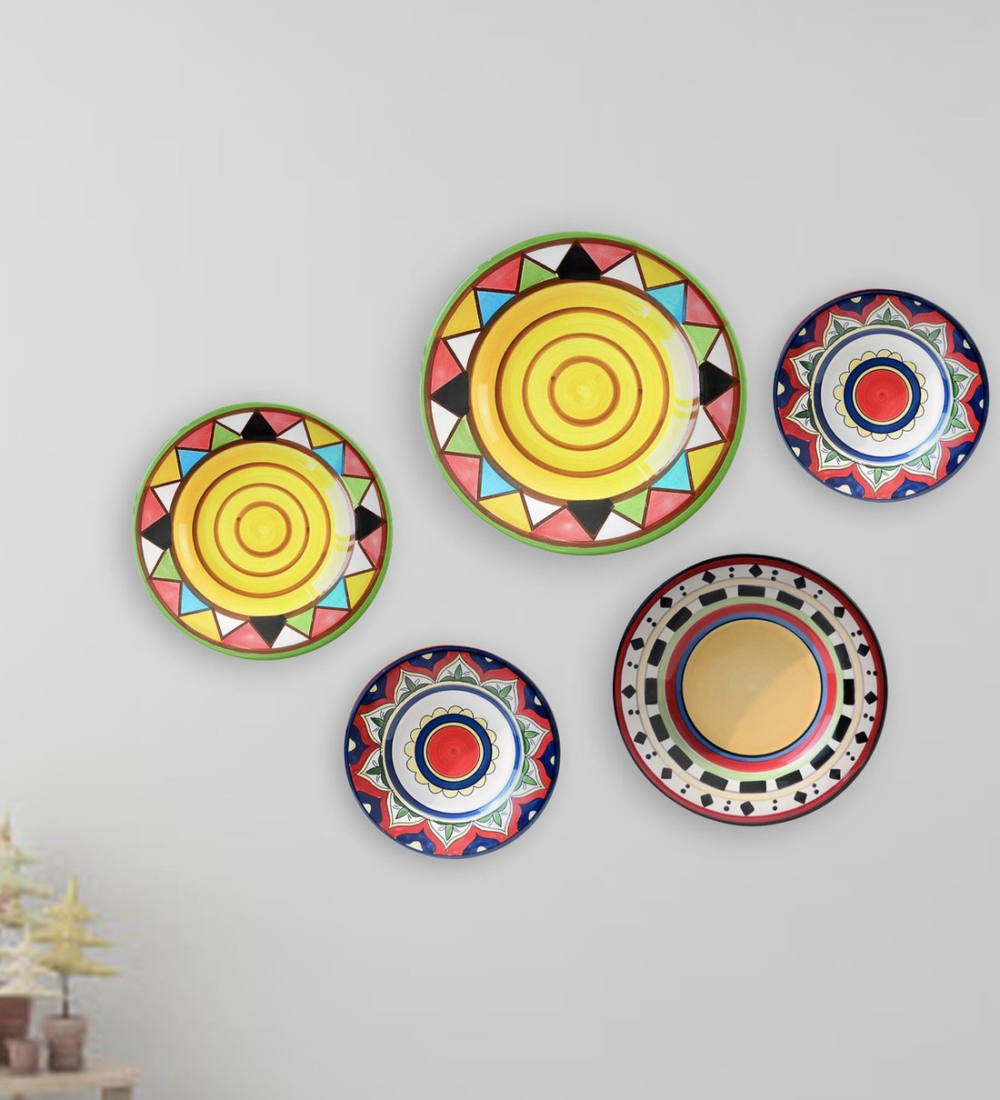 Buy Triangle Art Decorative Wall Plates Set Of 5 at 30 OFF by Quirk India Pepperfry