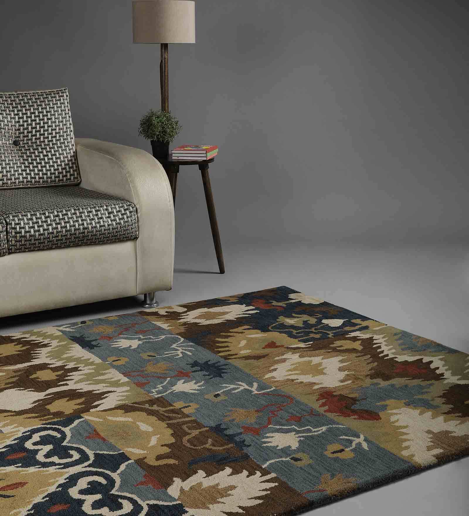 Buy Multicolor Wool Traditional 5 x 8 Feet Hand Tufted Carpet by Sanded Edge Smartly Priced