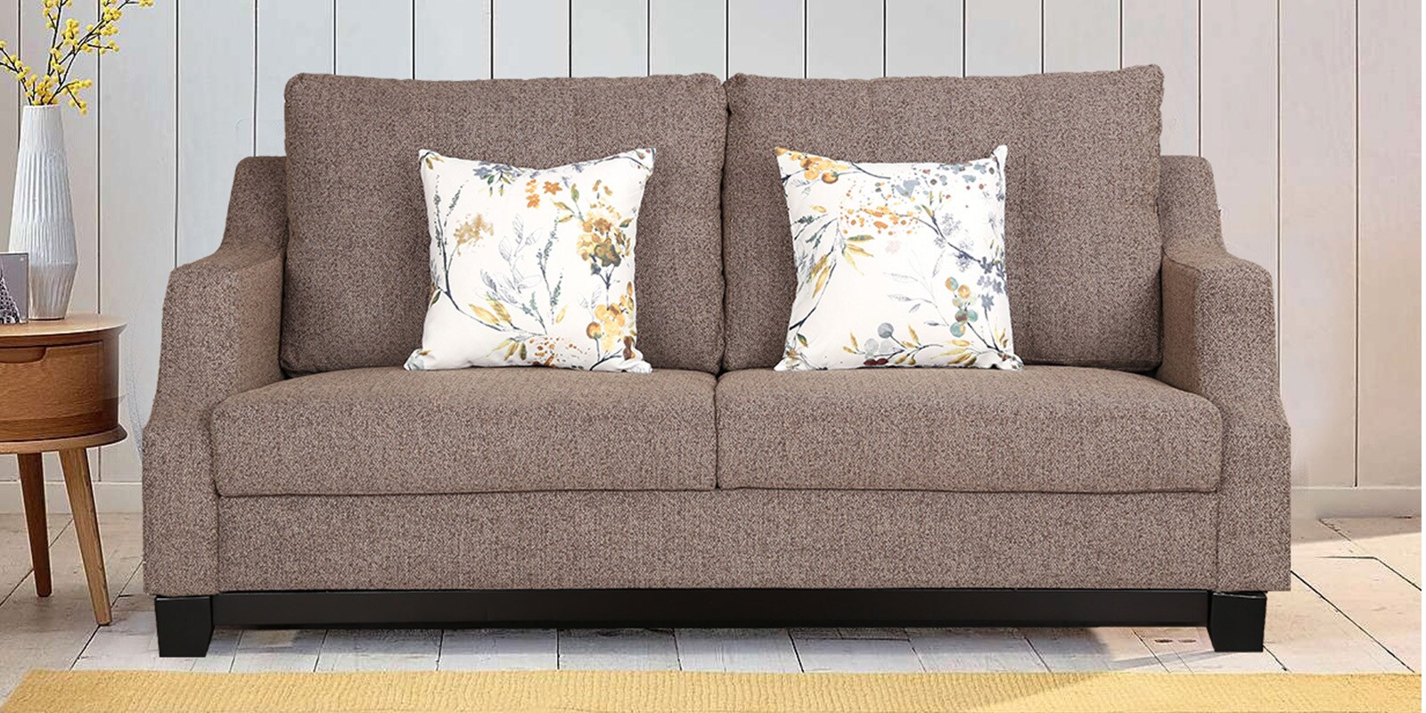 Buy Tremblay Fabric 3 Seater Sofa in Brown Colour by HomeTown Online