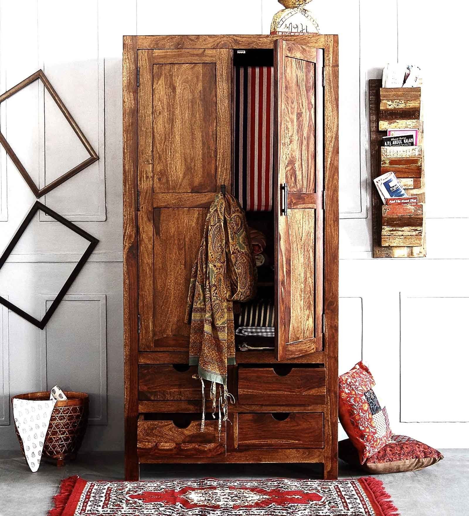 Buy Tulsa Wardrobe in Provincial Teak Finish by Woodsworth Online 2 Door Wardrobes Wardrobes