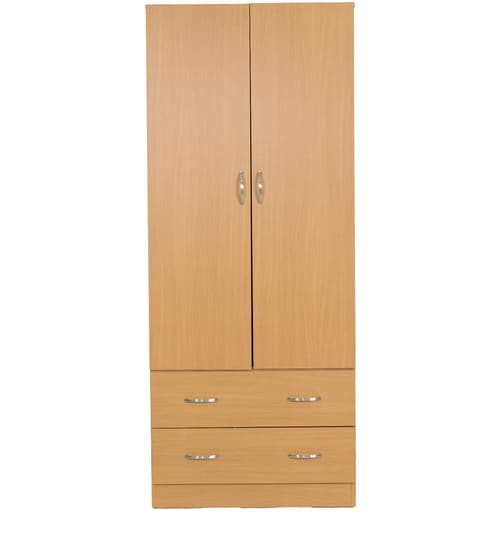 Buy Narahiko Two Door Wardrobe With Two Drawers In Beech Finish By