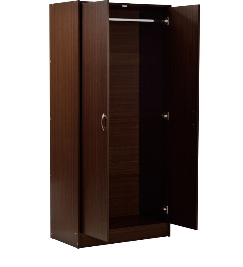 Buy Two Door Wardrobe in Dark Brown Finish by Mintwud Online 2 Door