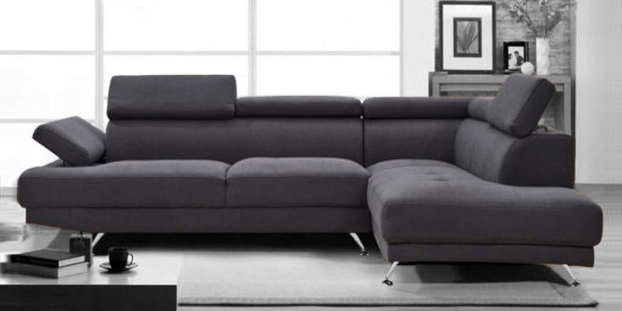 Buy Unicon 4 Seater LHS Sectional Sofa in Dark Grey Colour Online ...