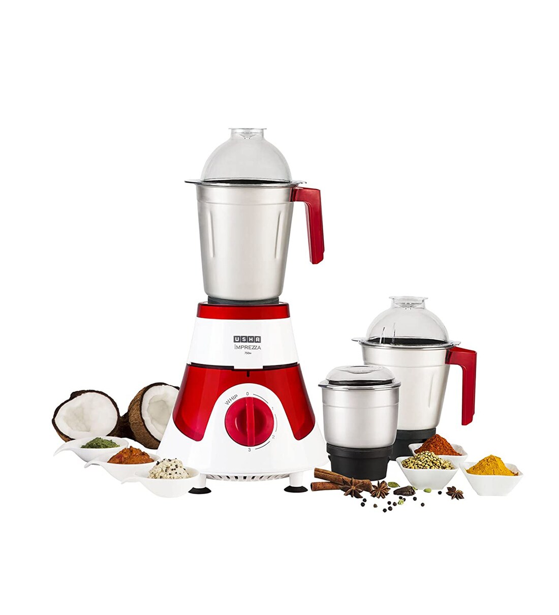 Buy Usha Mixer Grinder MG3576 750W with 3 Jars in Red & White Colour