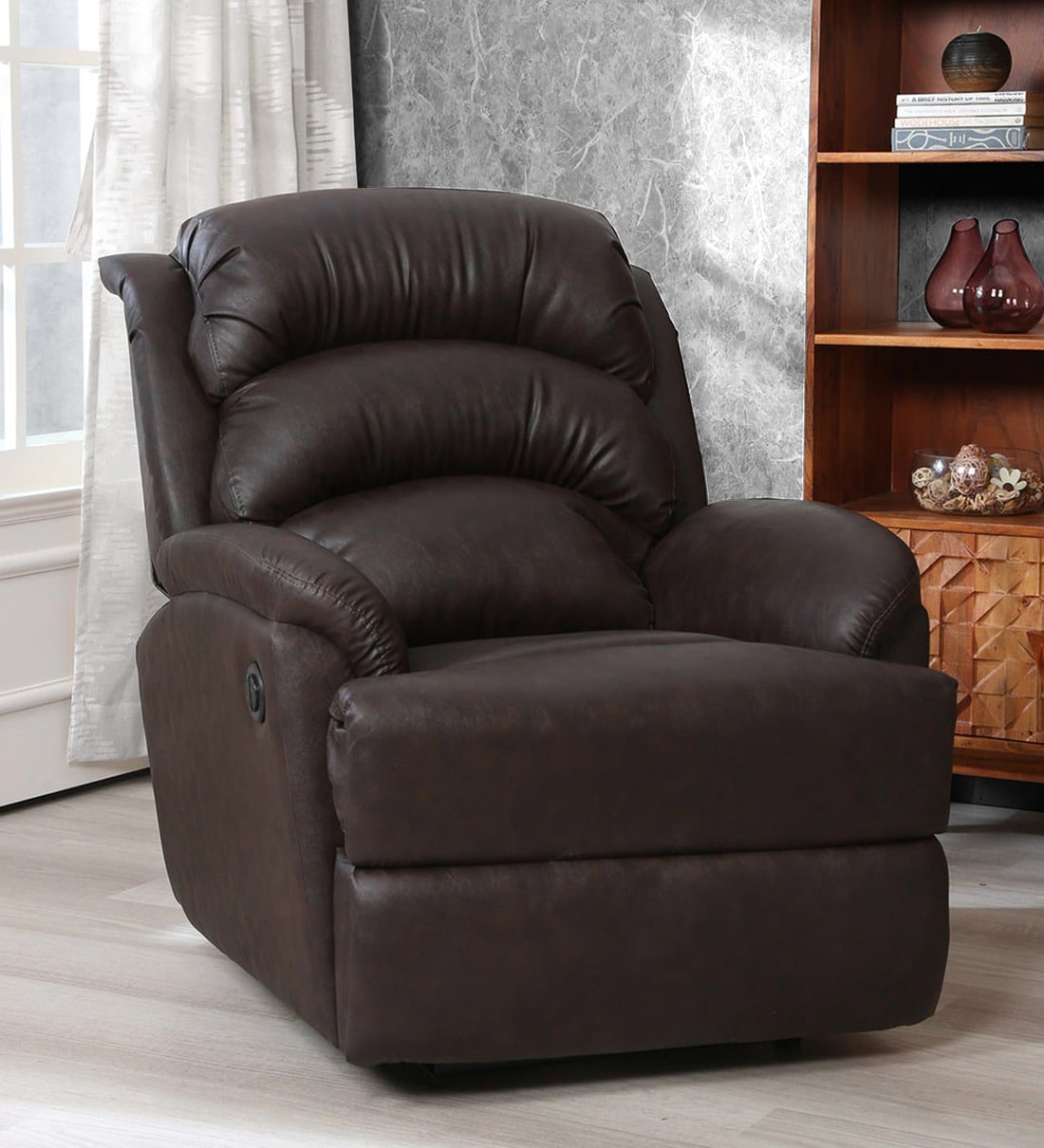 Buy Valencia Leatherette 1 Seater Motorized Recliner in Dark Chocolate