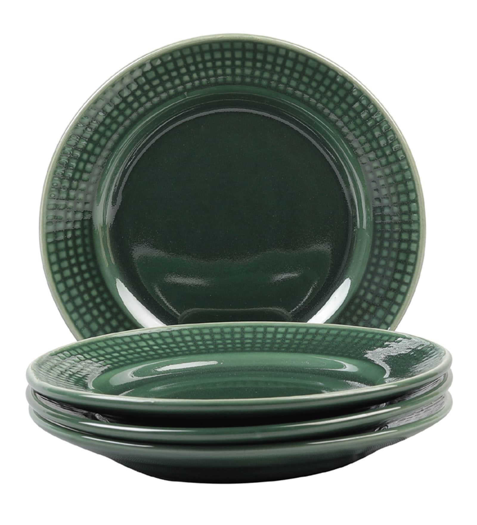 Buy Glossy Green Ceramic Side Quarter Plates Set of 4 Online