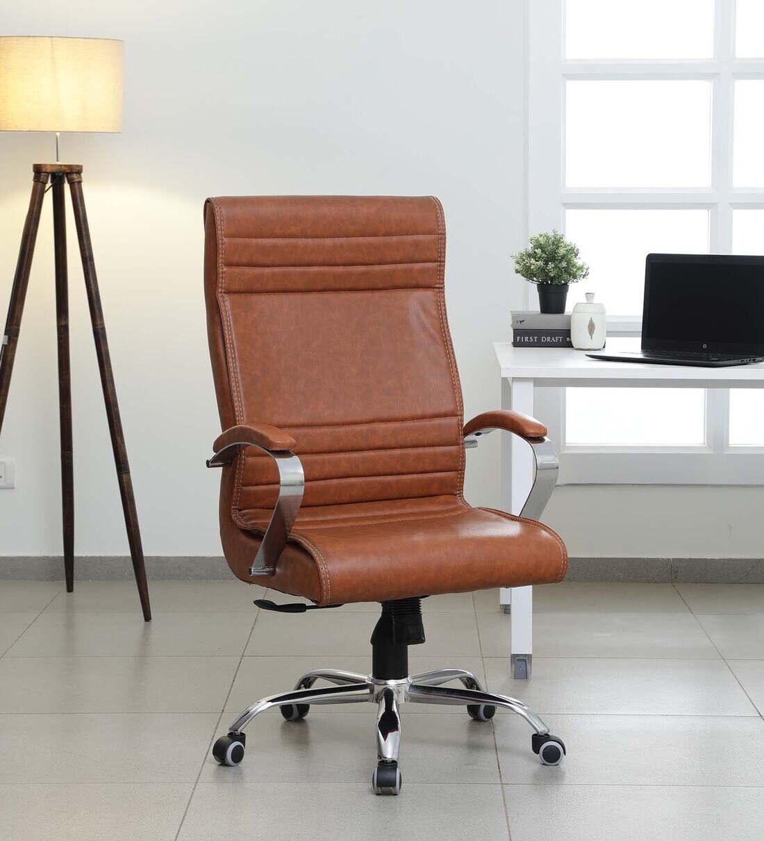 Buy Verona High Back Leatherette Executive Chair in Tan Colour at 51